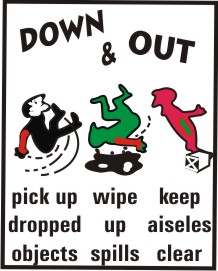 DOWN & OUT, PICK UP DROP OBJECT, WIPE UP SPILLS,..