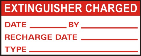 EXTINGUISHER CHARGED - DATE,BY,RECHARGE DATE,TYPE