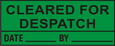 CLEARED FOR DESPATCH, DATE, BY