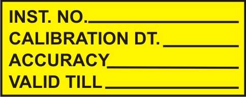 INST. NO., CALIBRATION DT., ACCURACY, VALID TILL