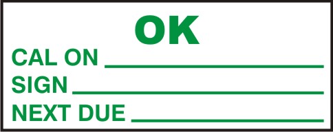 OK, CAL ON, SIGN, NEXT DUE