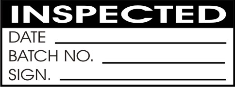 INSPECTED - DATE, BATCH NO., SIGN