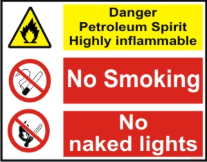 DANGER PETROLEUM SPIRIT, HIGHLY INFLAMMABLE, NO...
