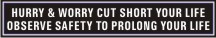 HURRY & WORRY CUT SHORT YOUR LIFE, OBSERVE SAFETY.